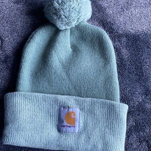 Women’s green carhartt puff beanie